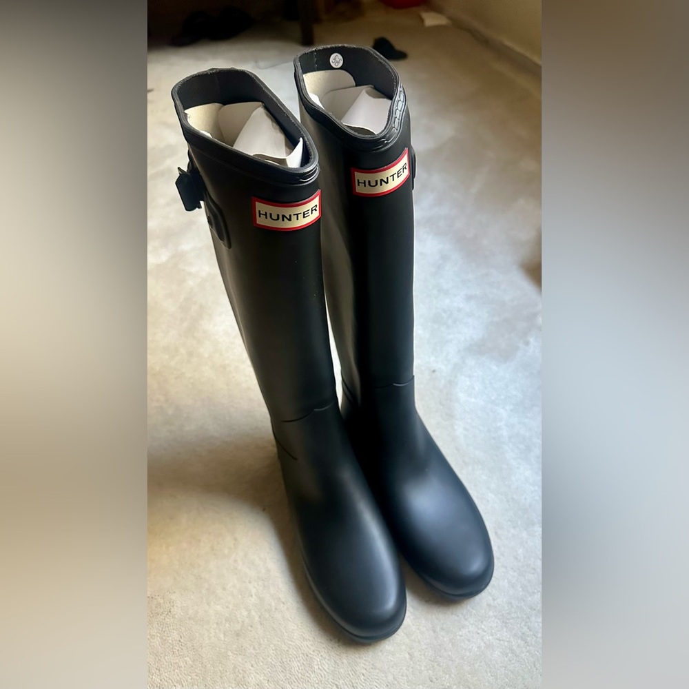 Hunter Classic Black Waterproof Boots with Buckle